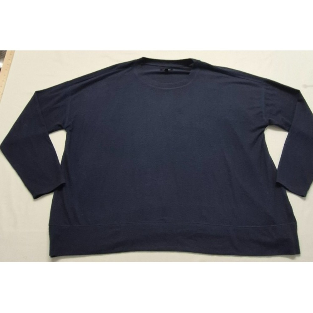 Lucky Brand men's navy blue pullover crew neck tight knit thin sweater‎ sz. XXL